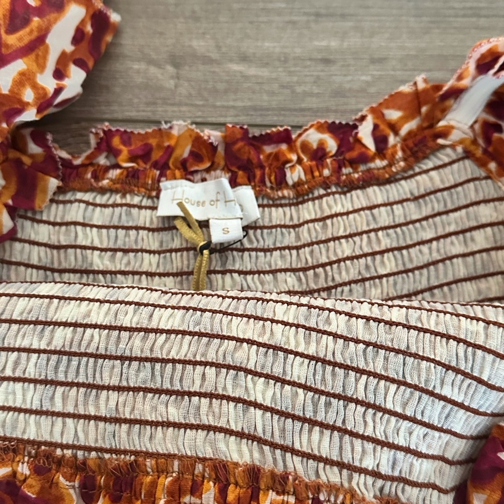 NWT! House of Harlow 1960 Floral Flutter Sleeve Smocked Tiered Maxi Dress Small - Picture 7 of 10